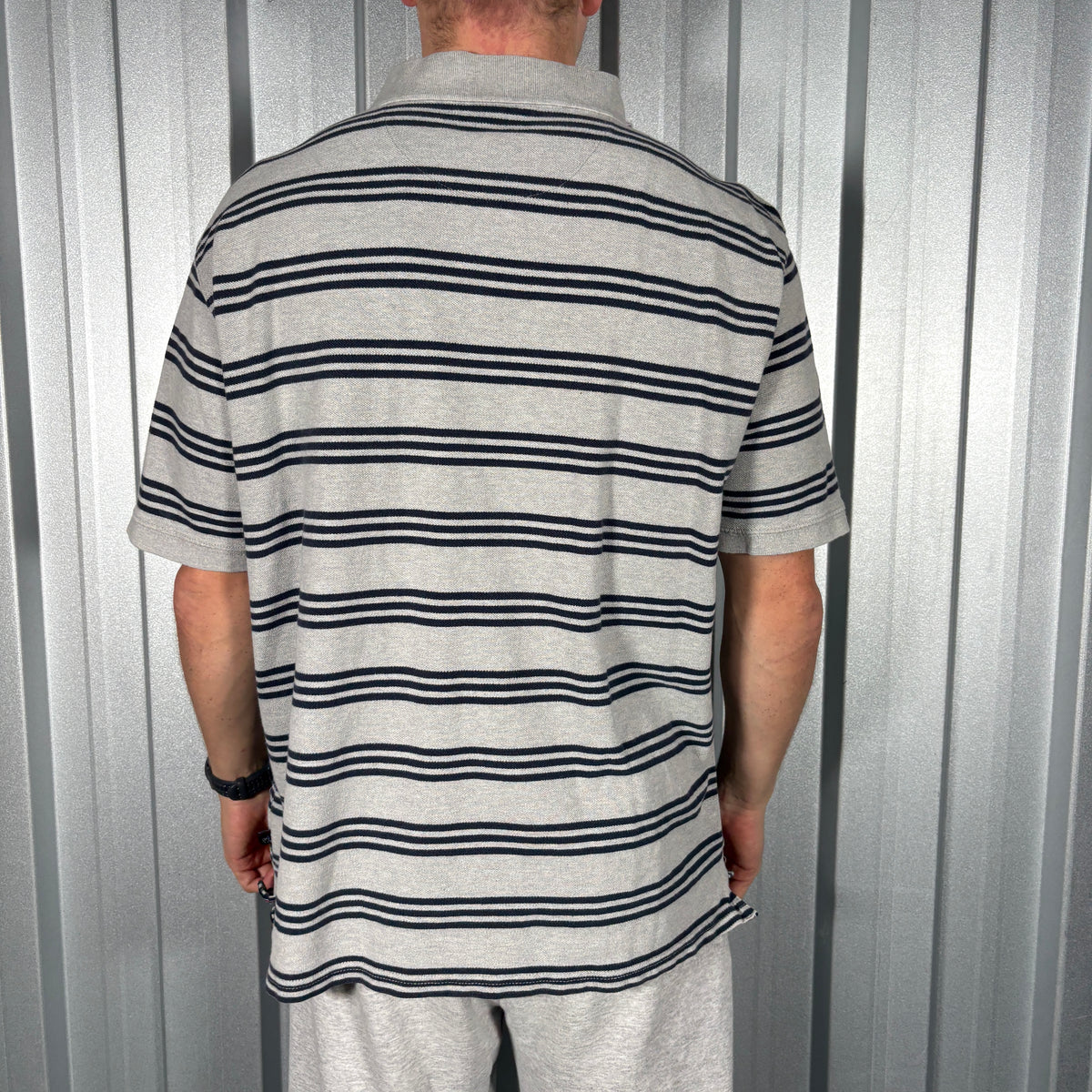 Phat Farm Grey Navy Stripe Polo Shirt - XL