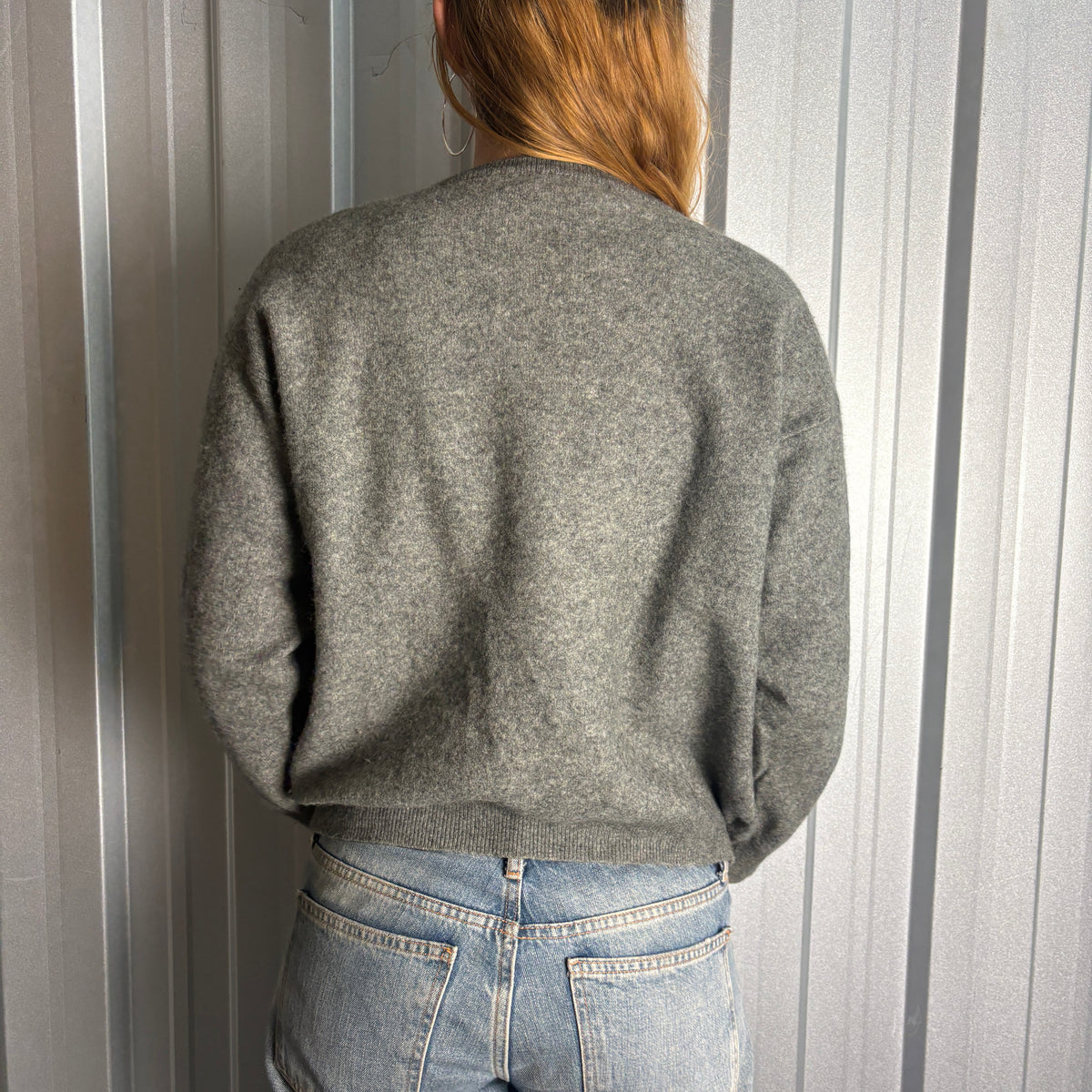 Vintage YSL Yves Saint Laurent Grey Wool Chunky Knit Jumper - S