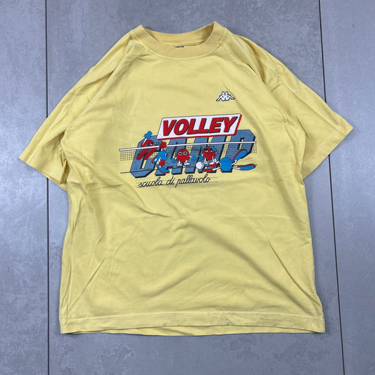 Vintage 1985 Kappa Yellow Graphic T-Shirt - S