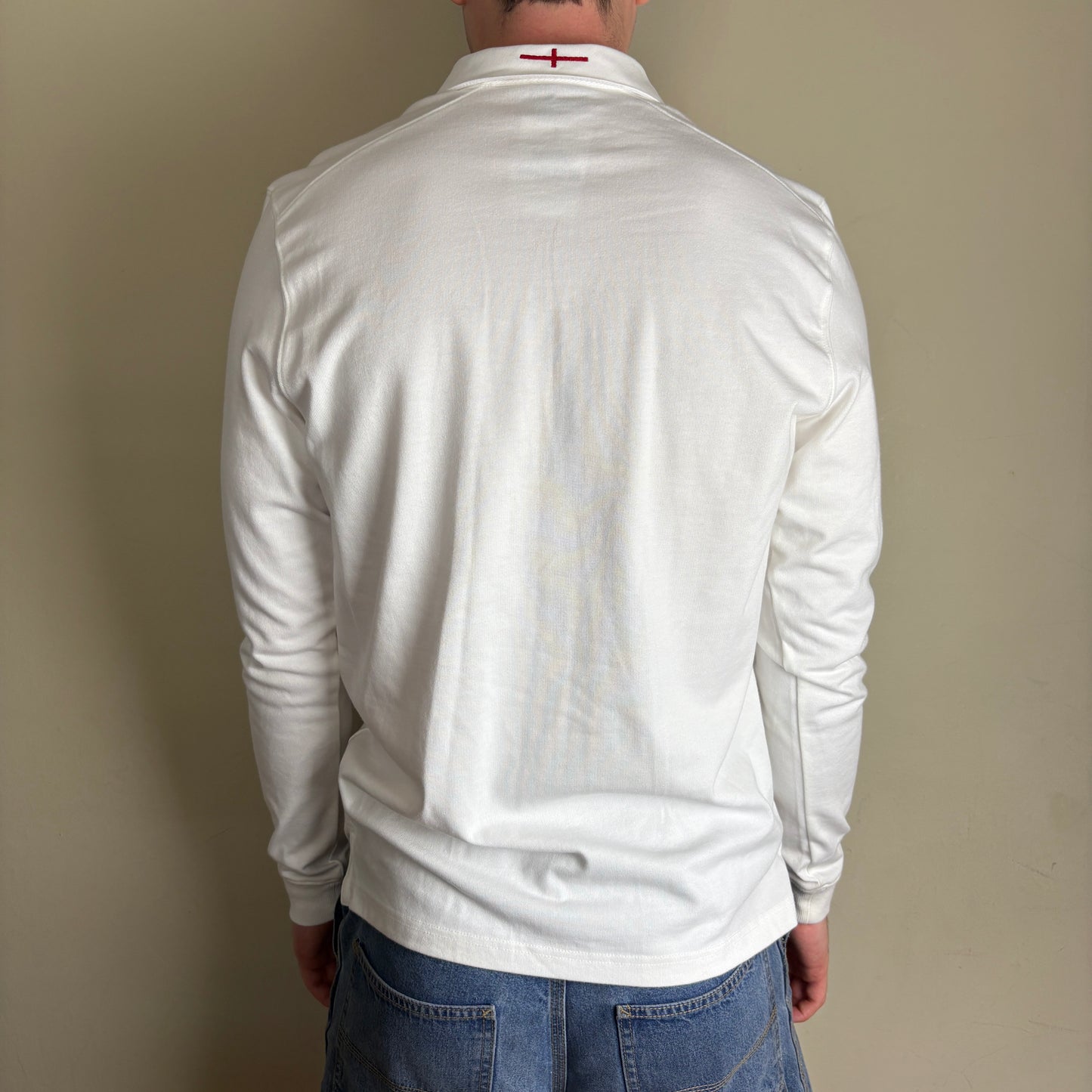 Vintage Canterbury England White Long Sleeve Rugby Polo Shirt - S