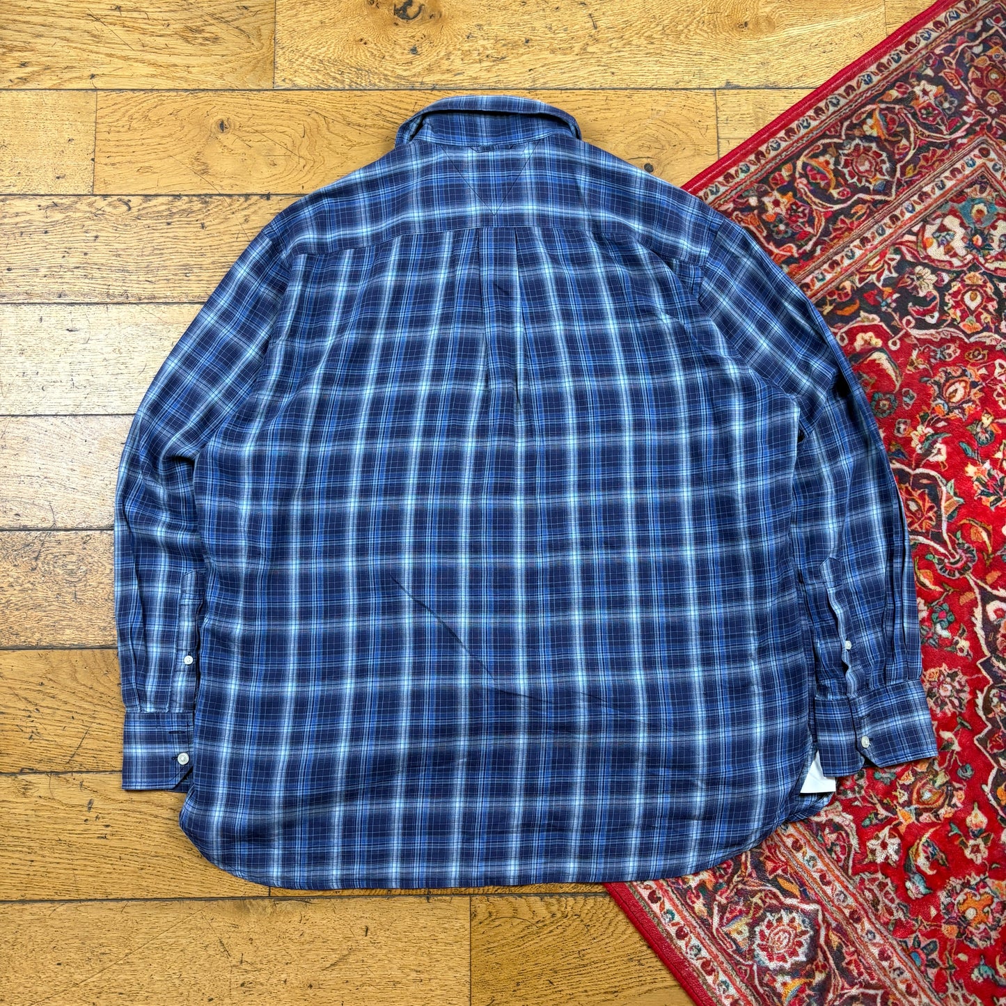 Vintage Tommy Hilfiger Blue Check Embroidered Shirt - XL