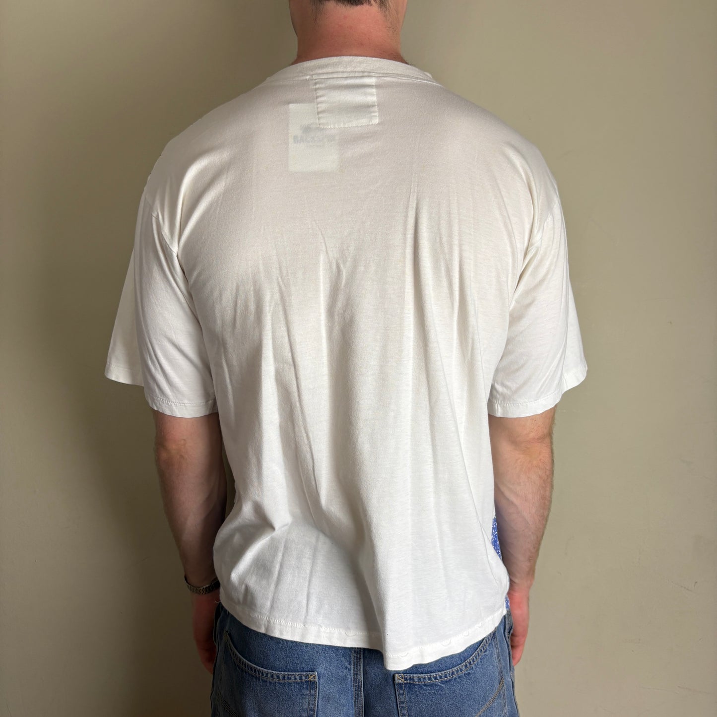 Vintage 1994 Eazy Fizy White Henley Single Stitch Graphic T-Shirt - M