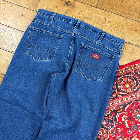 Vintage Dickies Workwear Carpenter Baggy Blue Trousers - 36