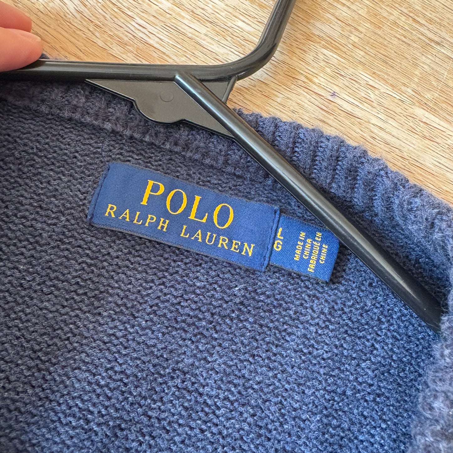 Vintage Ralph Lauren Navy Crewneck Chunky Knit Jumper - L
