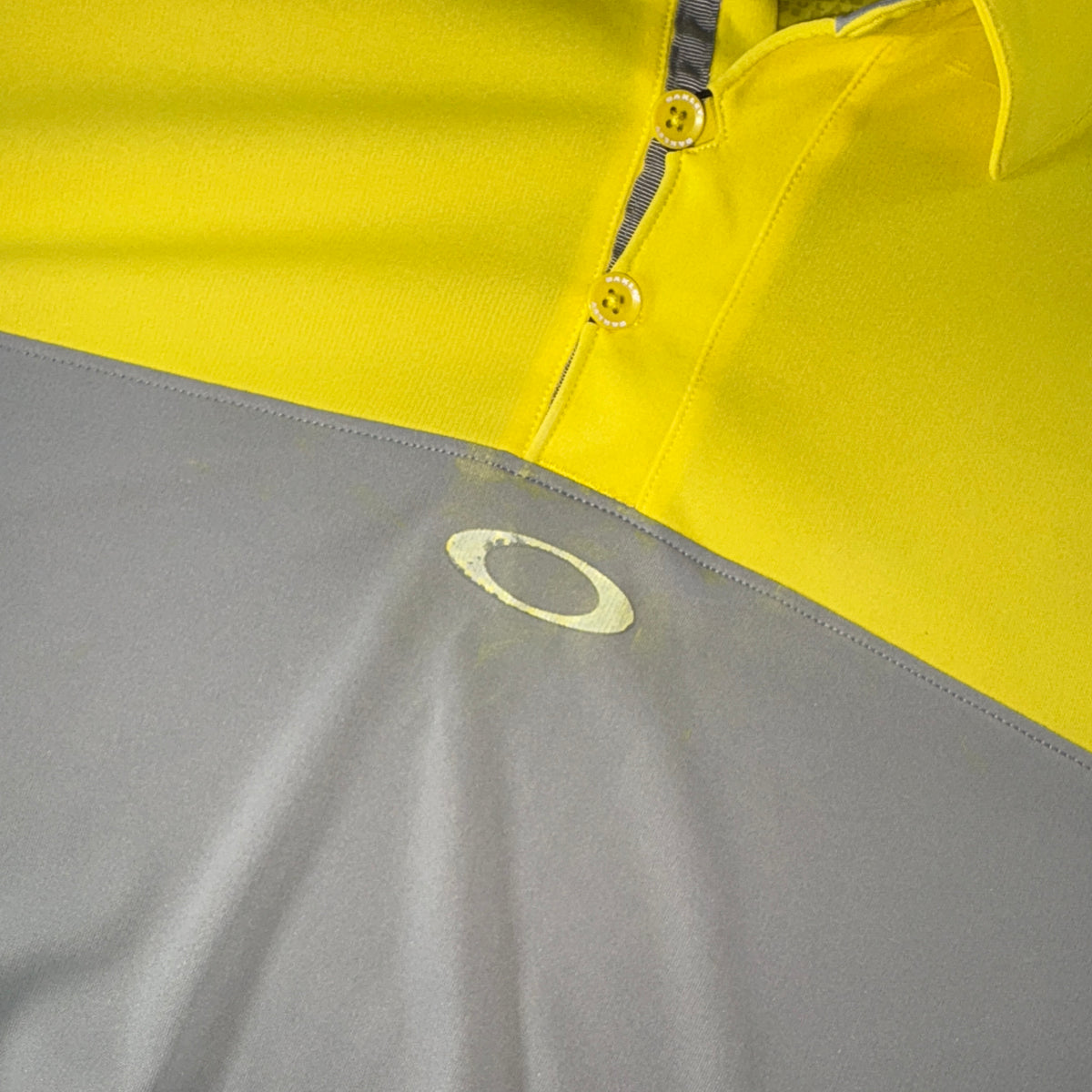 Oakley Yellow Grey Golf Polo T Shirt - XL