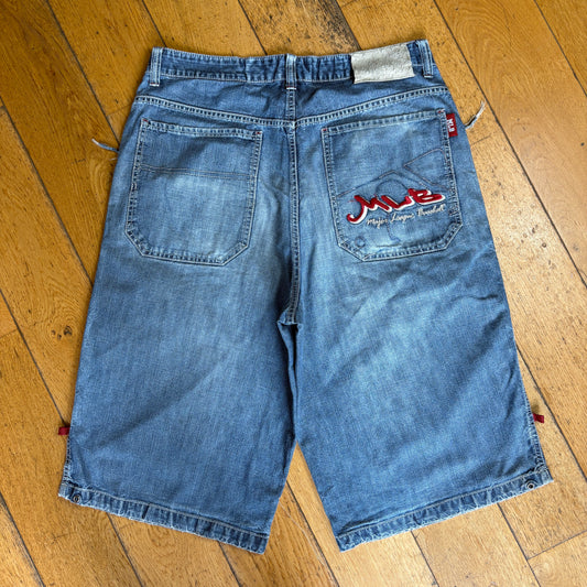 Vintage MLB Embroidered Hip Hop Baggy Blue Shorts Jorts - 34