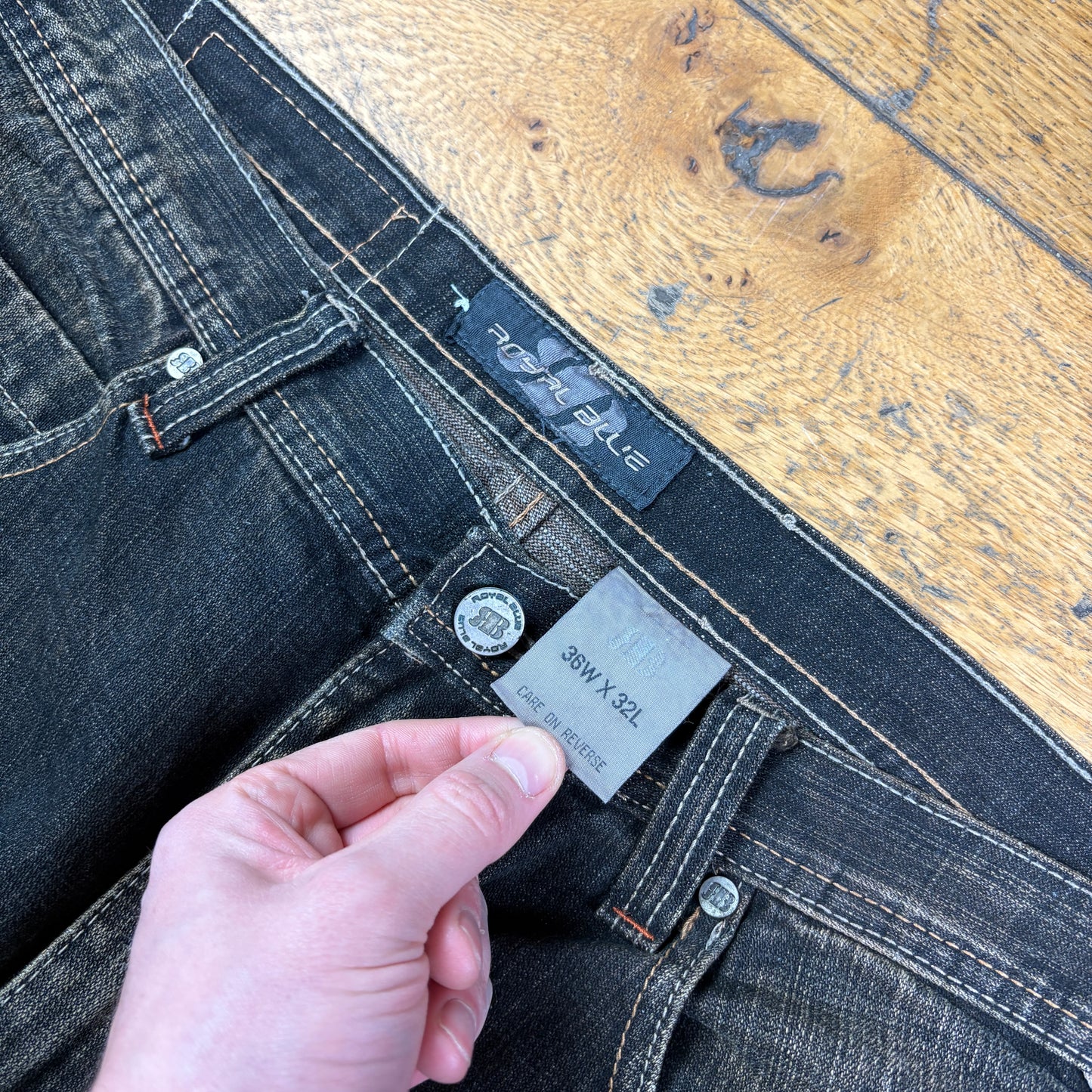 Vintage Black Embroidered Y2K Hip Hop Baggy Jeans - 36