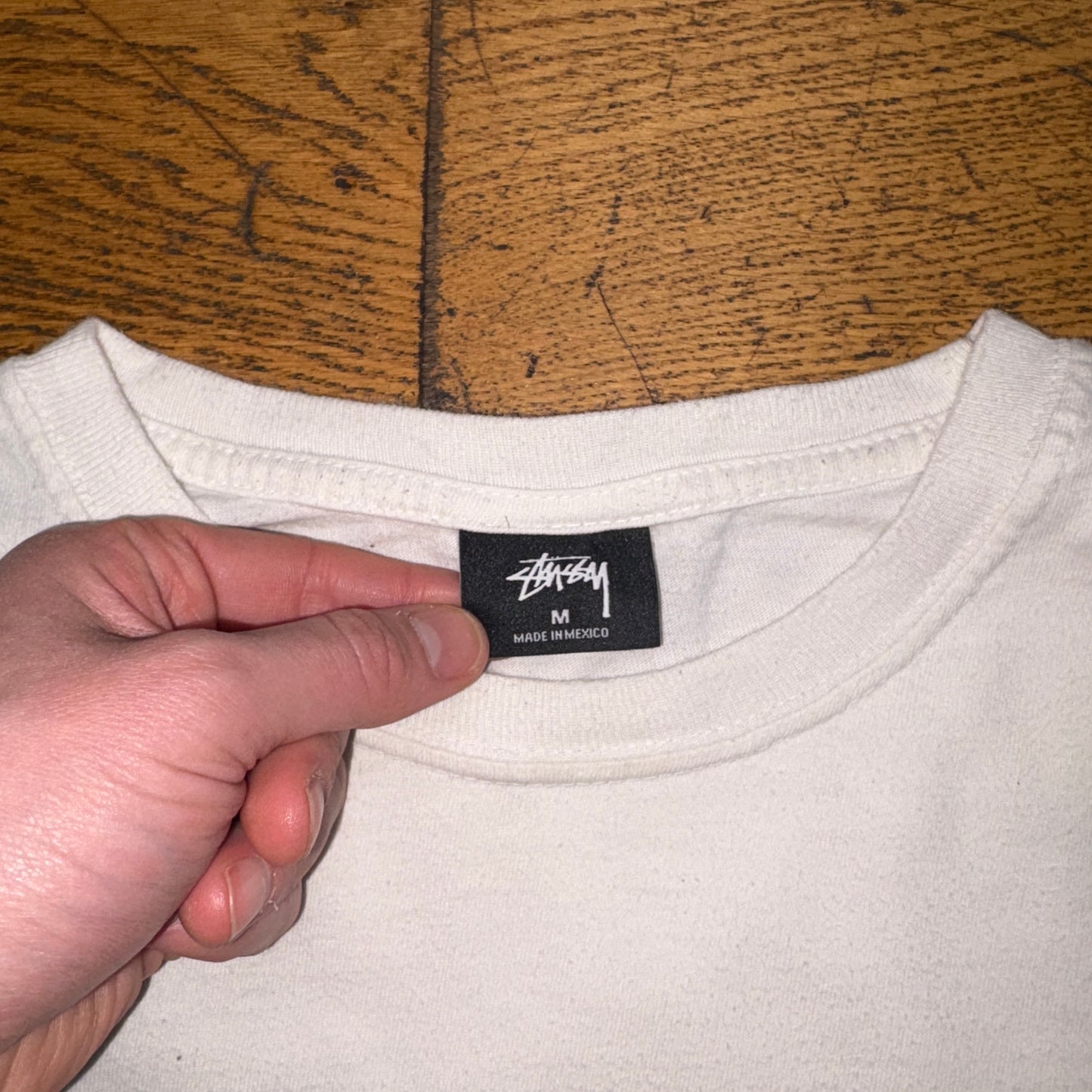 Vintage Stussy White Long Sleeve Graphic T-Shirt - S