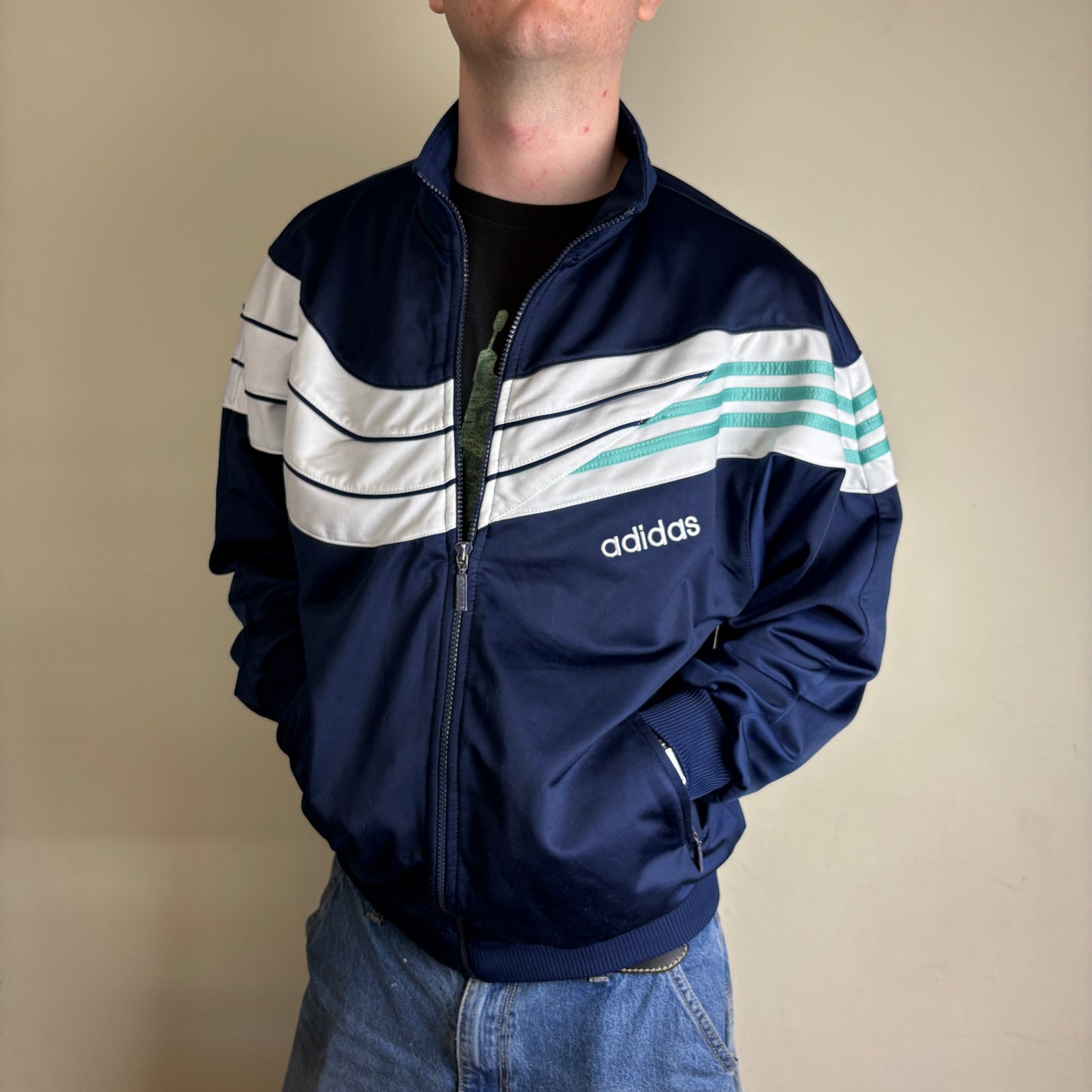Vintage Adidas Navy 90s Tracksuit Track Jacket - M