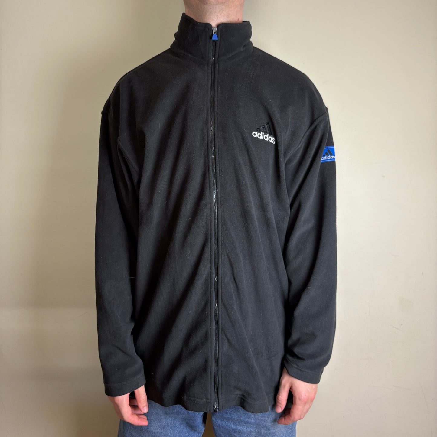 Vintage 90s Adidas Black Embroidered Fleece Sweatshirt -2XL