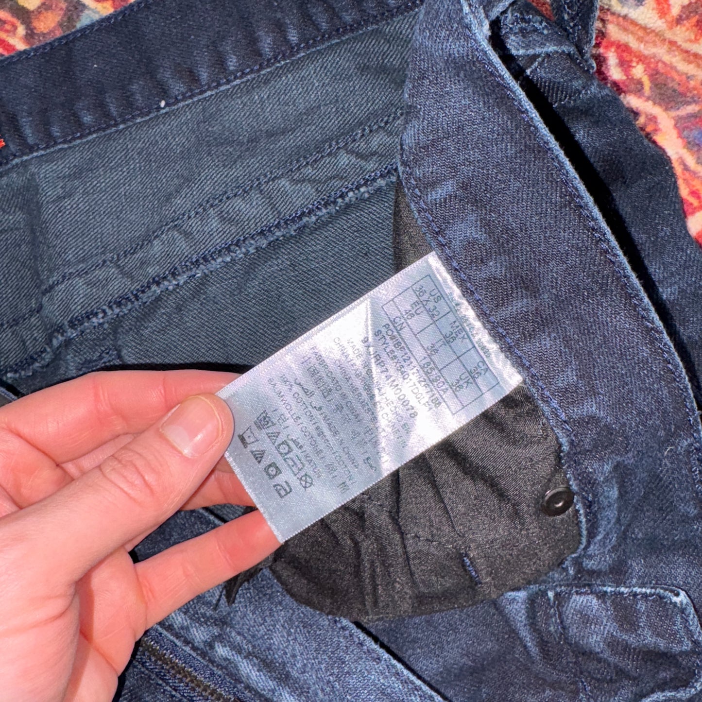 Vintage Guess Navy Blue Embroidered Y2K Hip Hop Straight Jeans - 36R