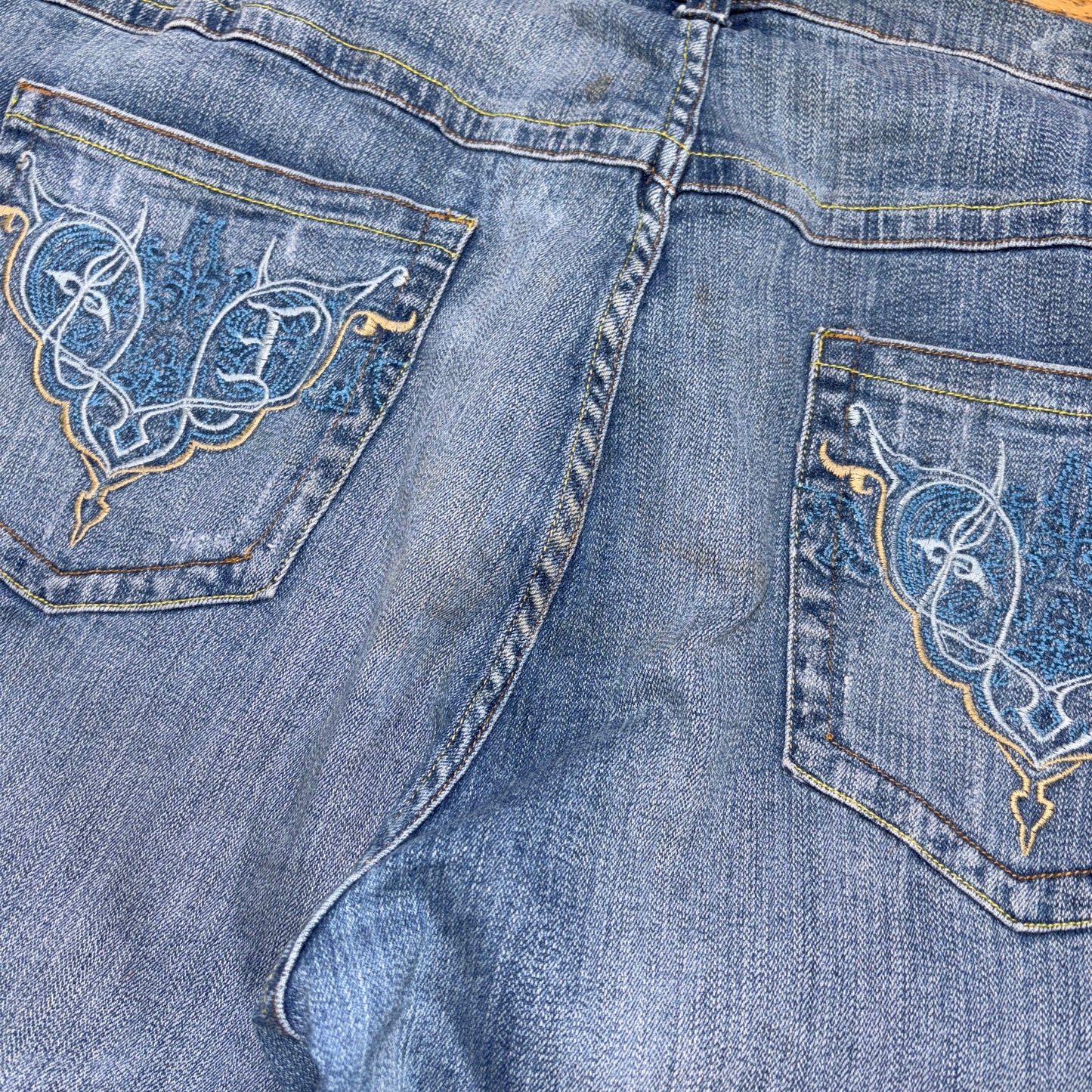 Vintage Embroidered Y2K Blue Hip Hop Baggy Shorts Jorts - 38