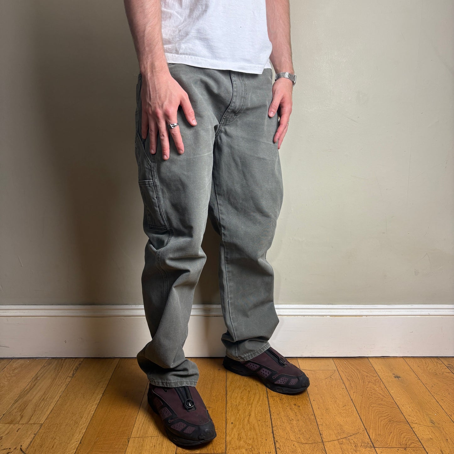 Vintage Dickies Green Workwear Carpenter Baggy Trousers - 38R