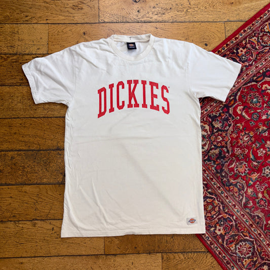 Vintage Dickies Spellout White Graphic T-Shirt - S