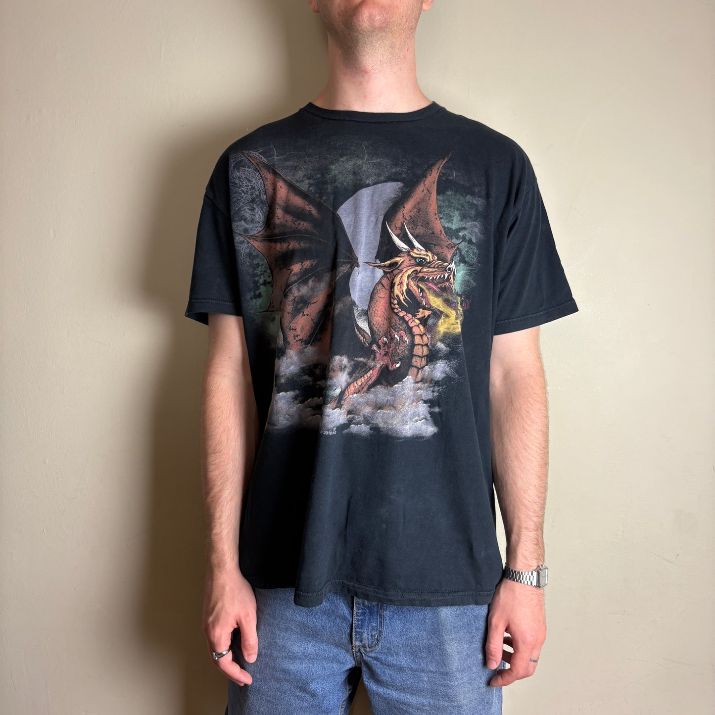 Vintage 2010 Harley Davidson Smoky Mountain Dragon Black Graphic T-Shirt - L