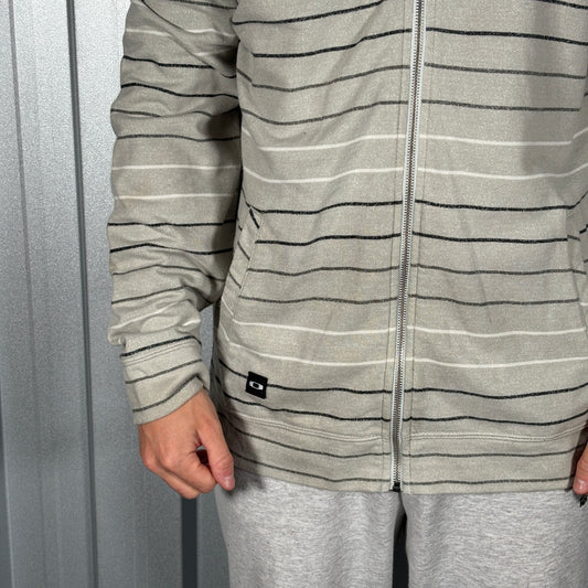 Oakley Grey Stripe Zip Hoodie Sweatshirt - L