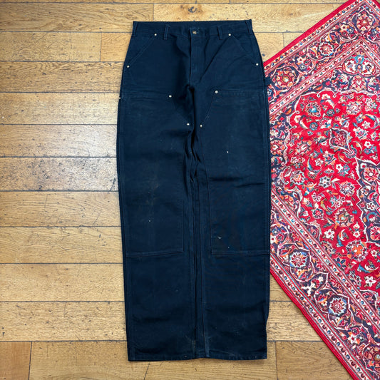 Vintage Carhartt Black Double Knee Workwear Carpenter Baggy Trousers - 36