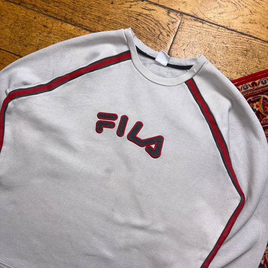 Vintage Fila Light Blue Embroidered Sweatshirt - XL