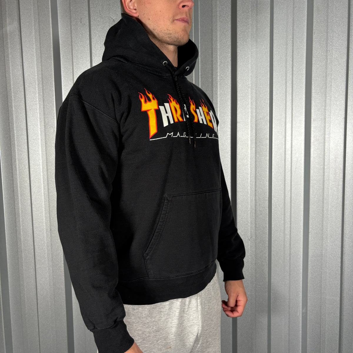 Thrasher Black Skate Flames Hoodie Sweatshirt - S