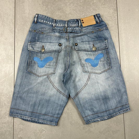 Vintage Voi jeans Embroidered Hip Hop Baggy Blue Shorts Jorts - 31