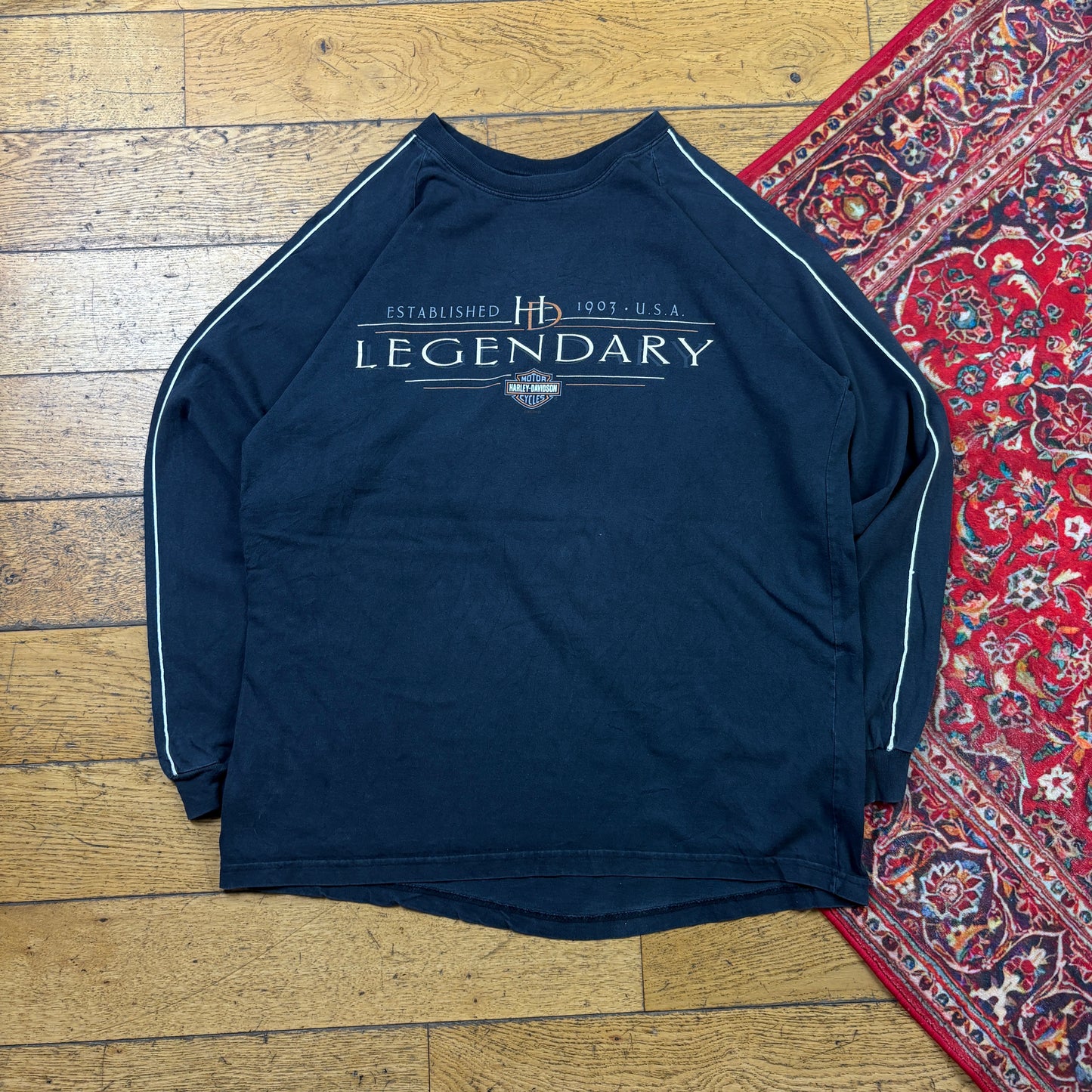 Vintage 2002 Harley Davidson Black Long Sleeve Graphic T-Shirt - L