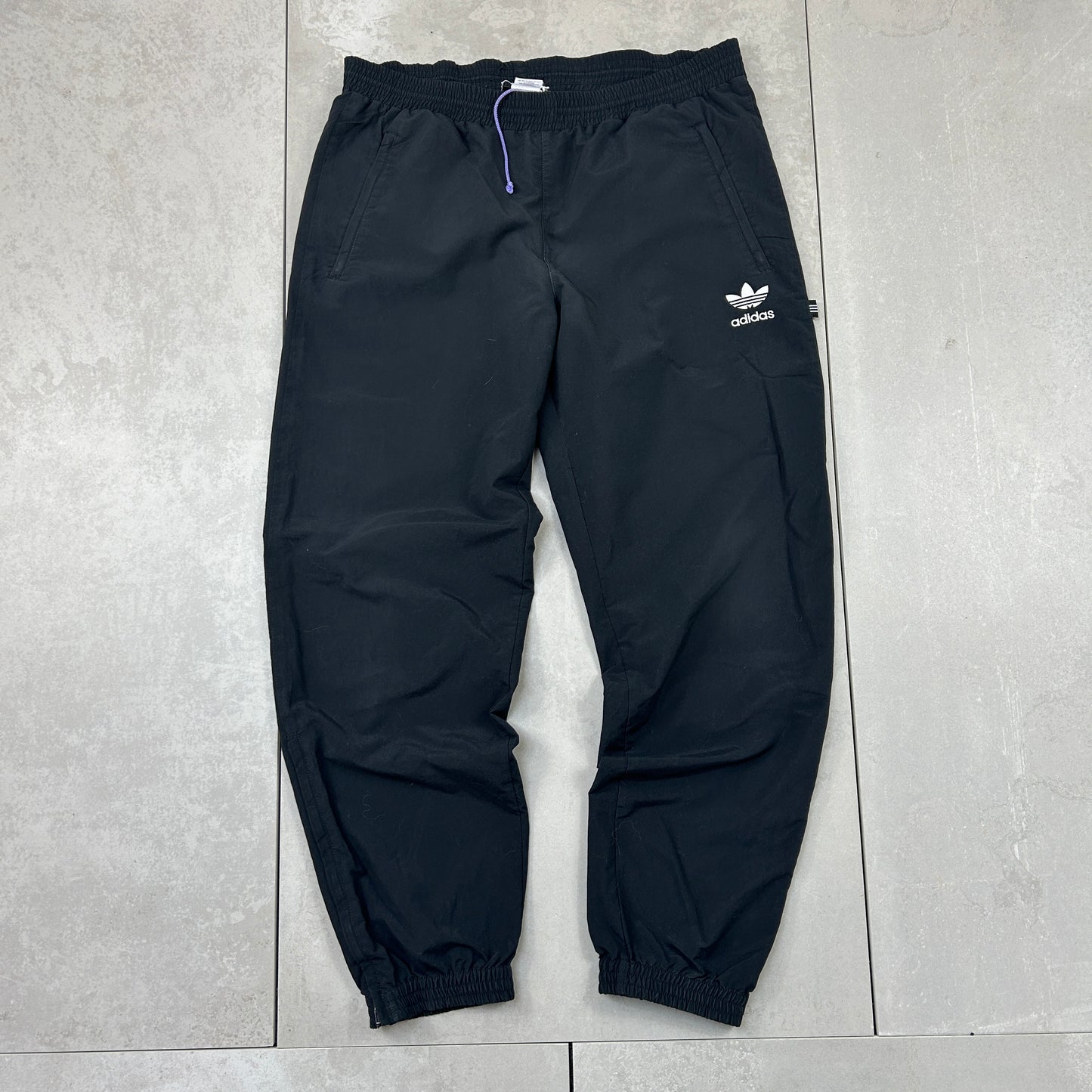 Vintage Adidas Black Baggy Tracksuit Sweatpants Track Pants Bottoms - L