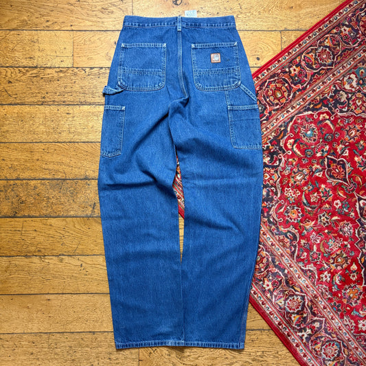 Vintage Carhartt Workwear Carpenter Baggy Blue Jeans - 30L