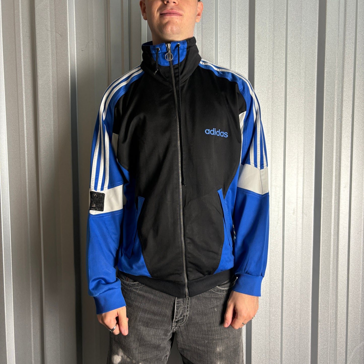 Vintage Adidas 90s Blue Black Tracksuit Track Jacket - XL