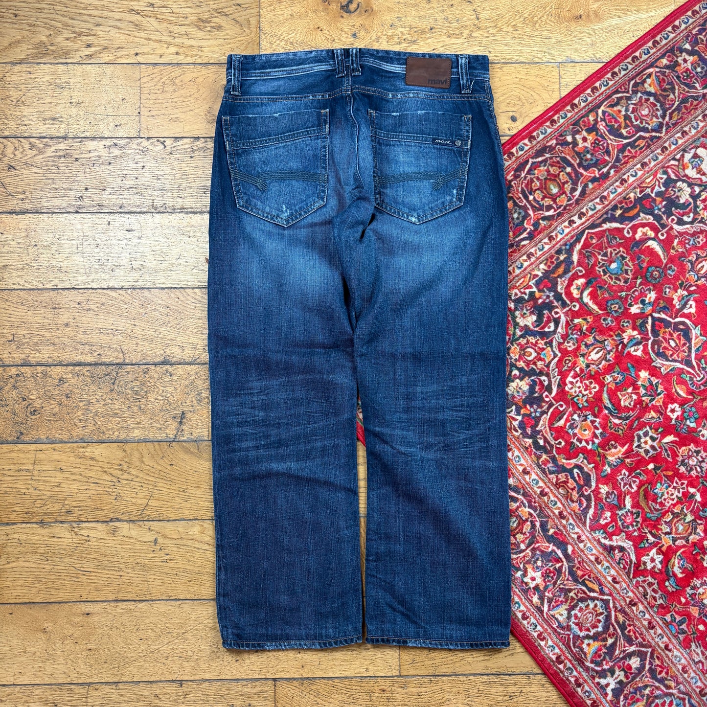 Vintage Mavi Blue Low Rise Embroidered Bootcut Y2K Baggy Jeans - 34