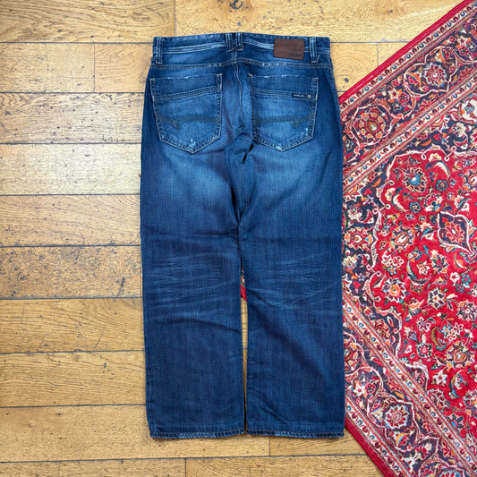 Vintage Mavi Blue Low Rise Embroidered Bootcut Y2K Baggy Jeans - 34