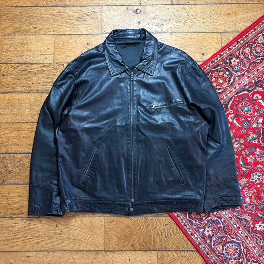 Vintage Black Faux Leather Detroit Jacket - XL