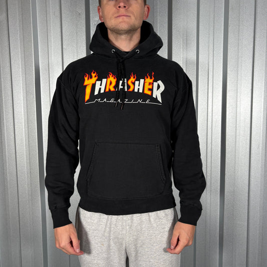 Thrasher Black Skate Flames Hoodie Sweatshirt - S