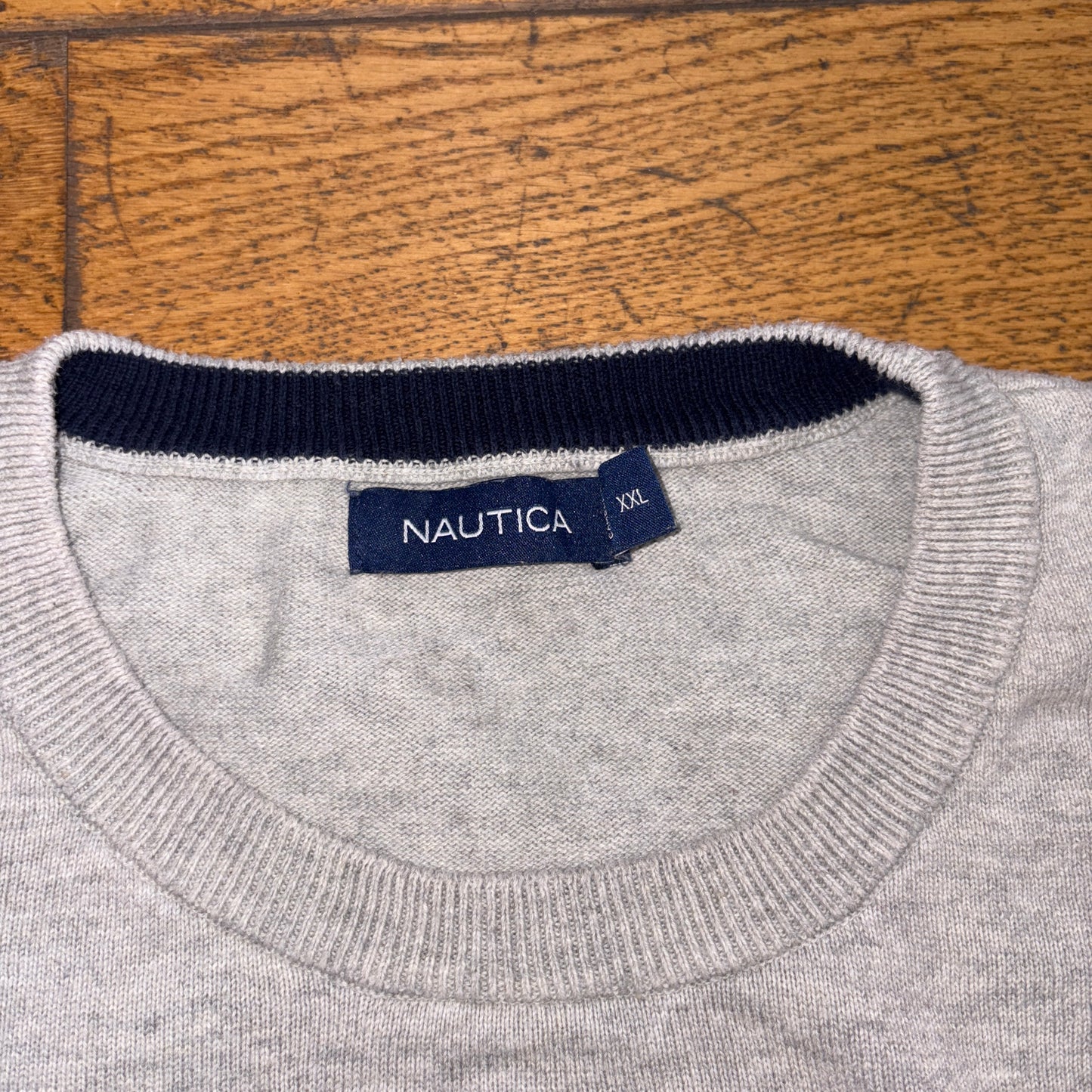 Vintage Nautica Grey Embroidered Knit Jumper - 2XL