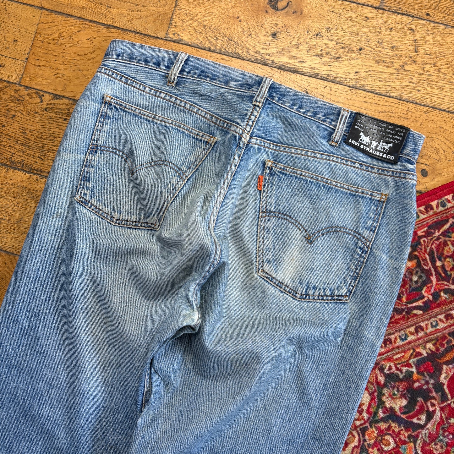 Vintage Levis 615 Orange Tab Straight Blue Denim Jeans - 38R