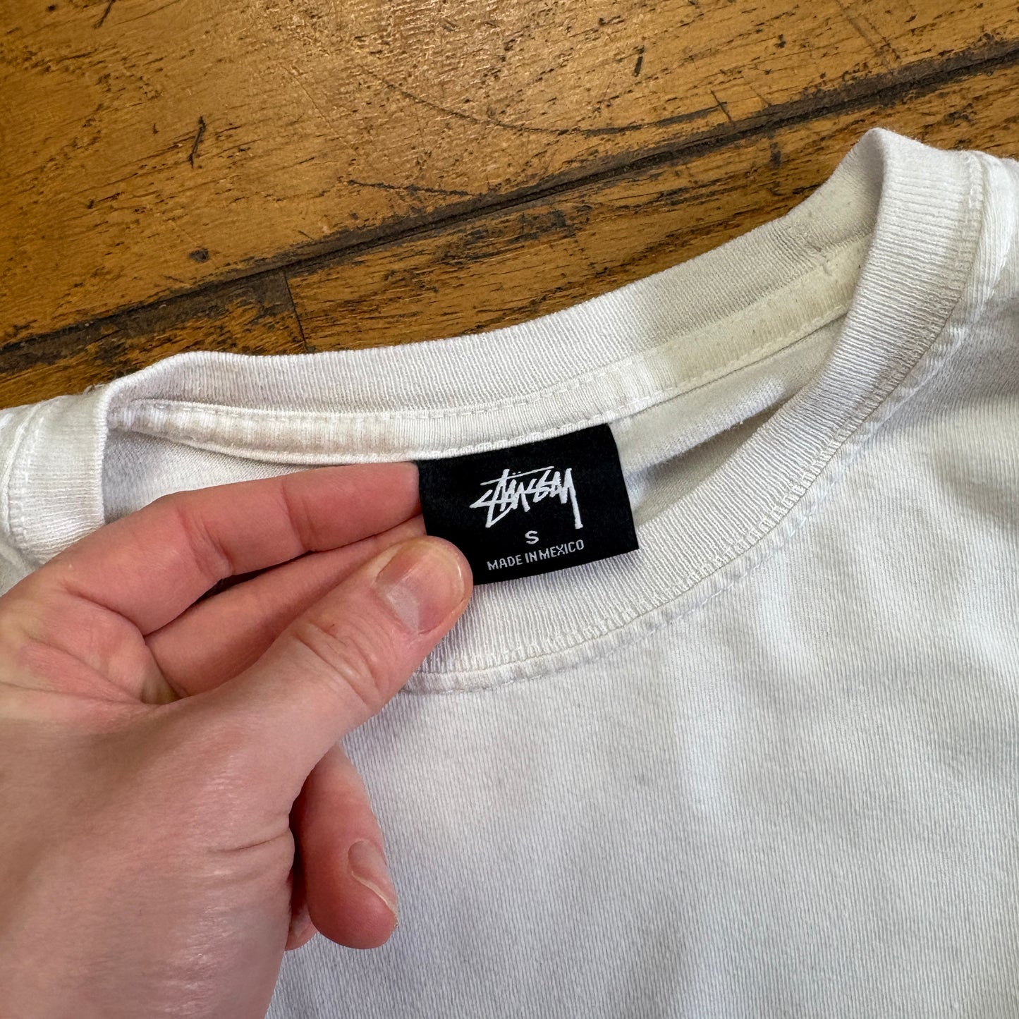 Vintage Stussy White Long Sleeve Graphic T-Shirt - XS