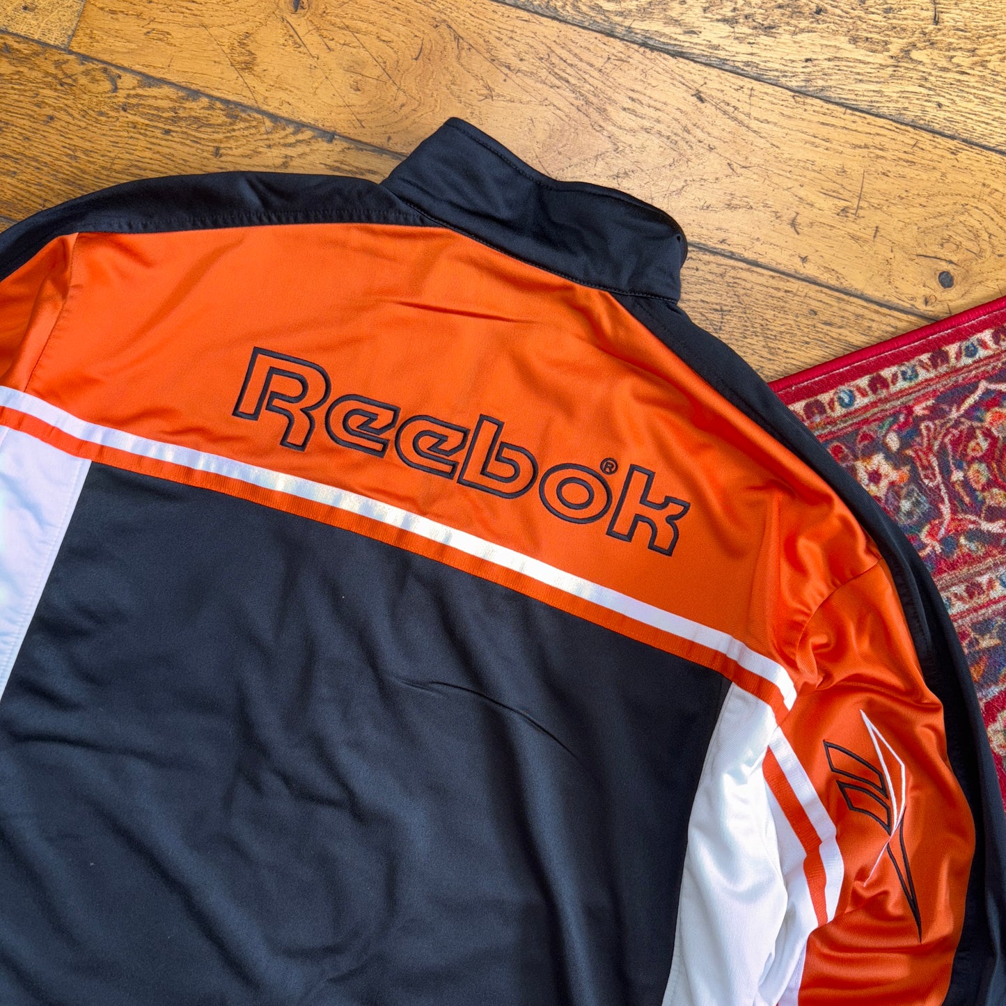 Vintage Reebok Orange Black Tracksuit Track Shell Windbreaker Jacket - XL
