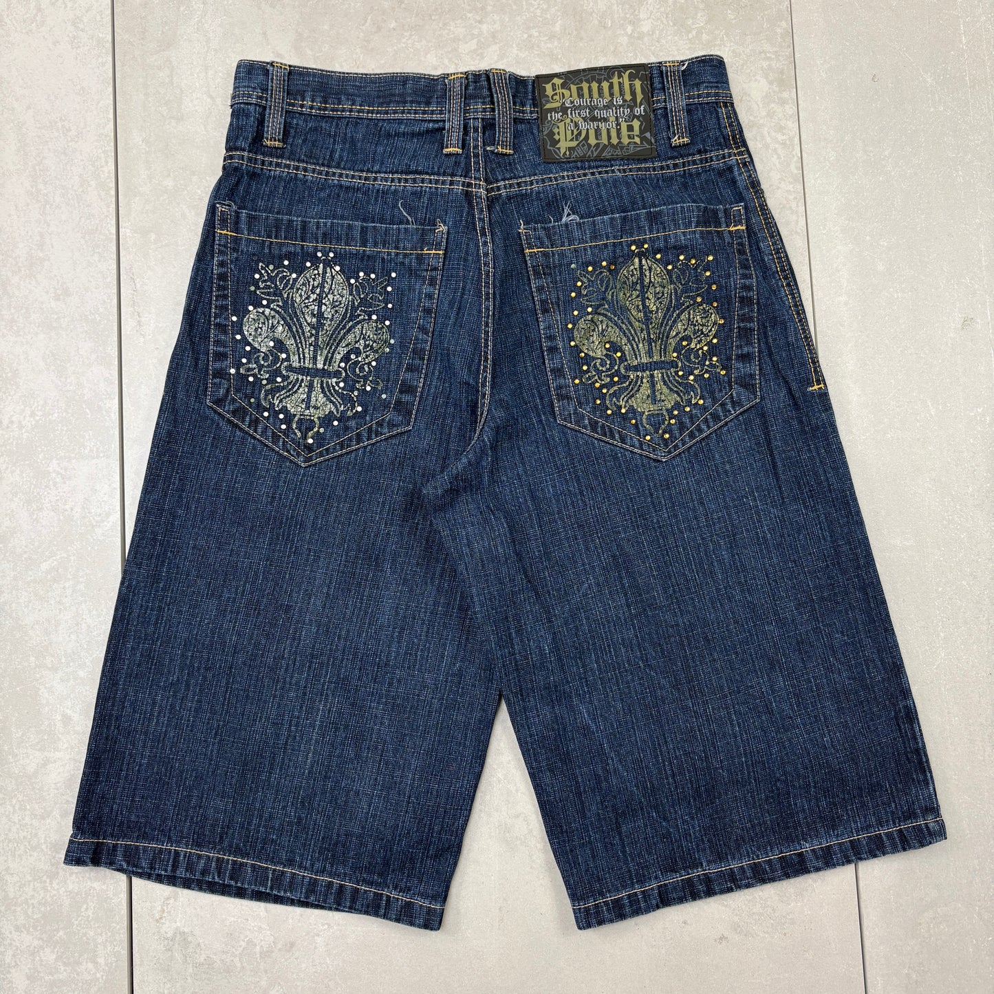 Vintage Southpole Embroidered Hip Hop Baggy Blue Shorts Jorts - 34