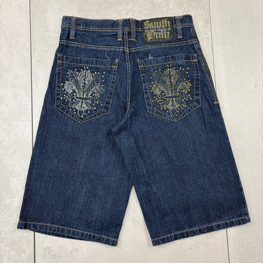 Vintage Southpole Embroidered Hip Hop Baggy Blue Shorts Jorts - 34