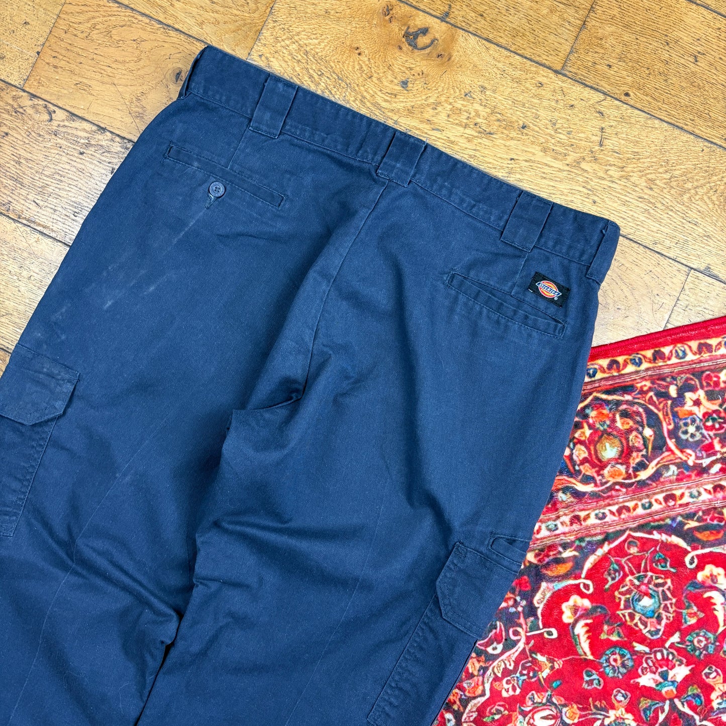 Vintage Dickies 874 Navy Cargo Baggy Skate Trousers -  38