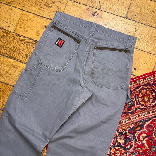 Vintage Wrangler Grey Carpenter Workwear Baggy Trousers - 32L