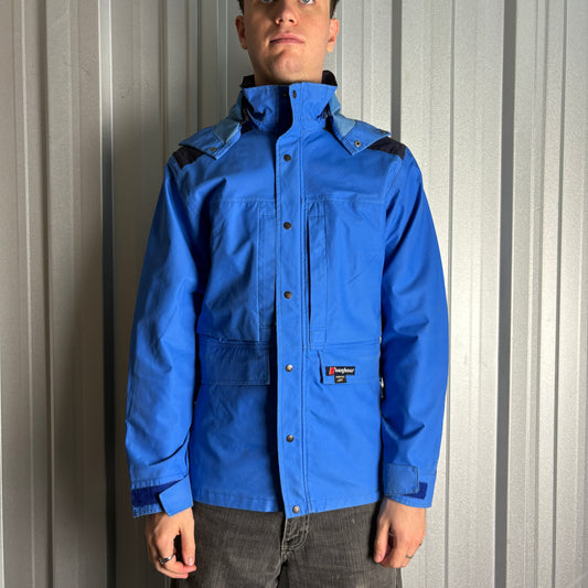 Vintage 90s Berghaus Blue Goretex Hiking Raincoat Hiking Gorpcore Jacket - M