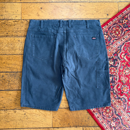 Vintage Dickies Workwear Carpenter Grey Navy Blue Baggy Shorts - 40