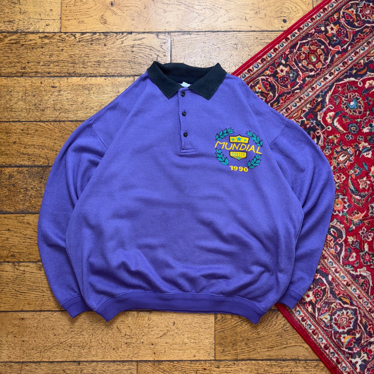 Vintage 90s Purple Rugby Boxy Sweatshirt - XL