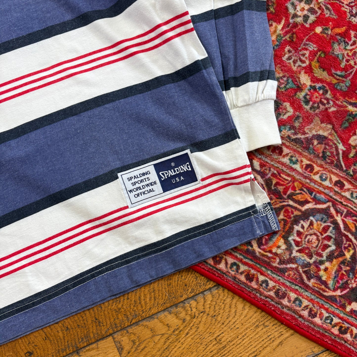 Vintage Spalding Blue White Rugby Polo Shirt - 2XL
