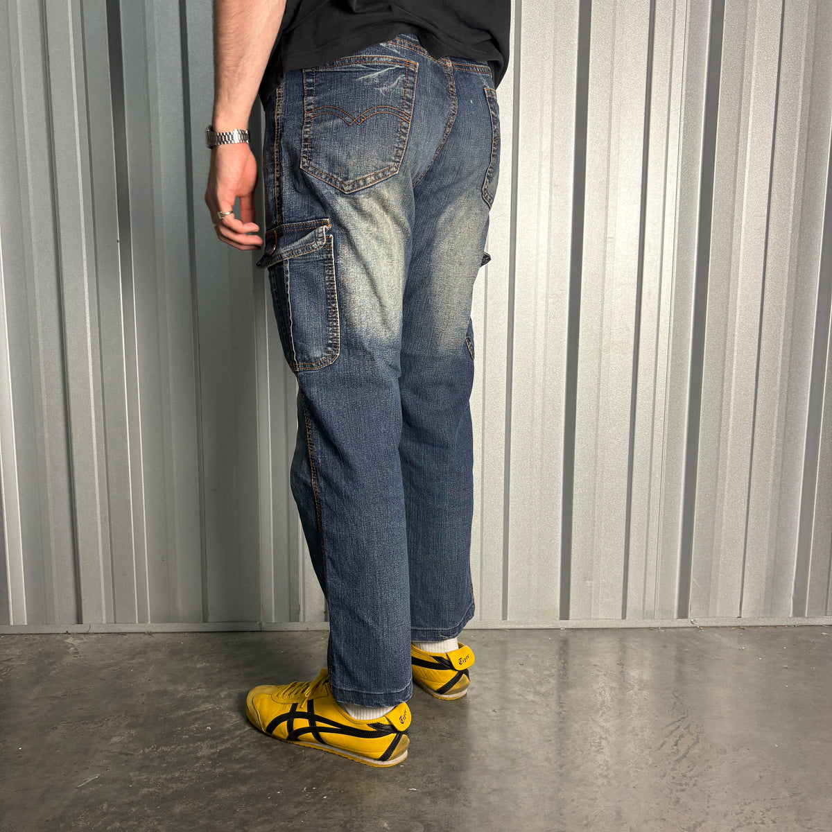 Embroidered Scorpion Blue Cargo Japanese Denim Hip Hop Y2K Baggy Jeans - 32S