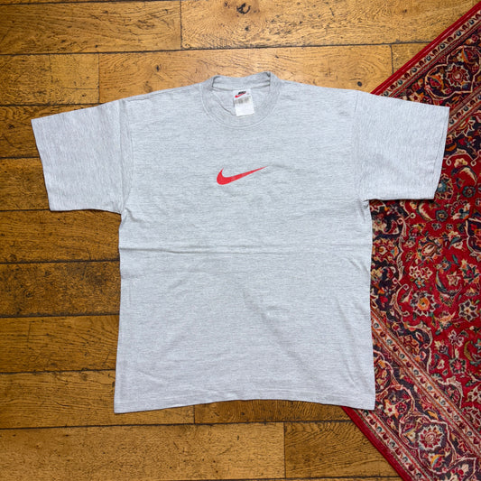 Vintage Nike Grey 90s Swoosh Graphic T-Shirt - L