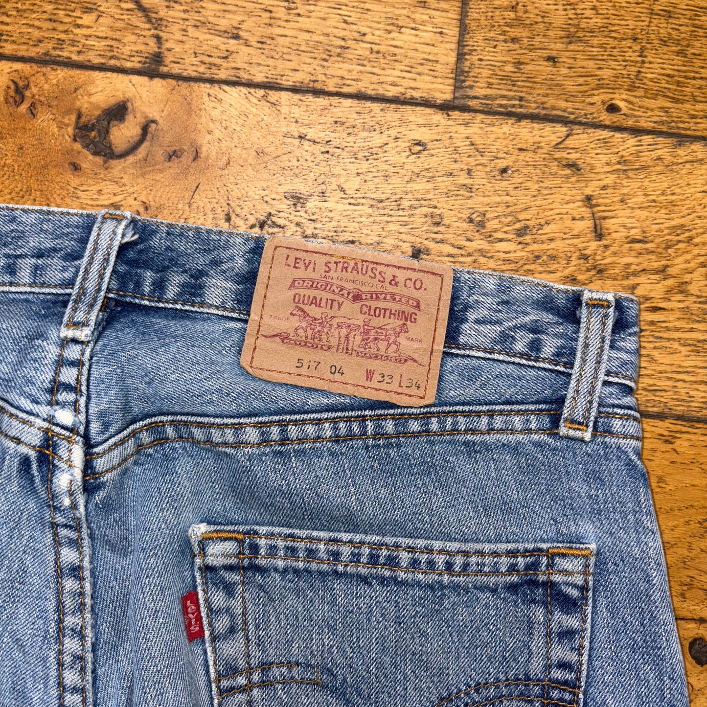 Vintage Levis 517 Straight Blue Denim Jeans - 34L