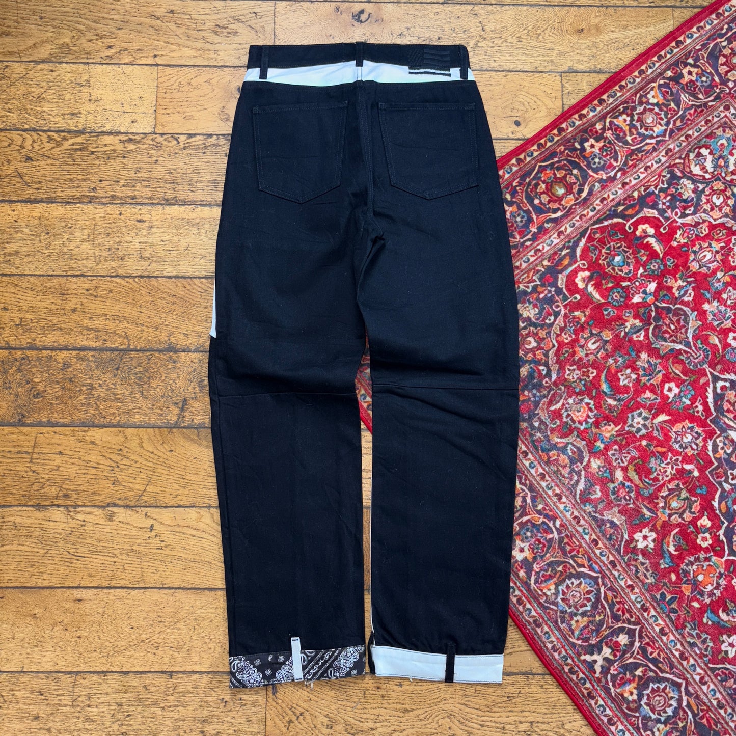 Vintage Black Bandana Embroidered Y2K Hip Hop Baggy Jeans - 30S