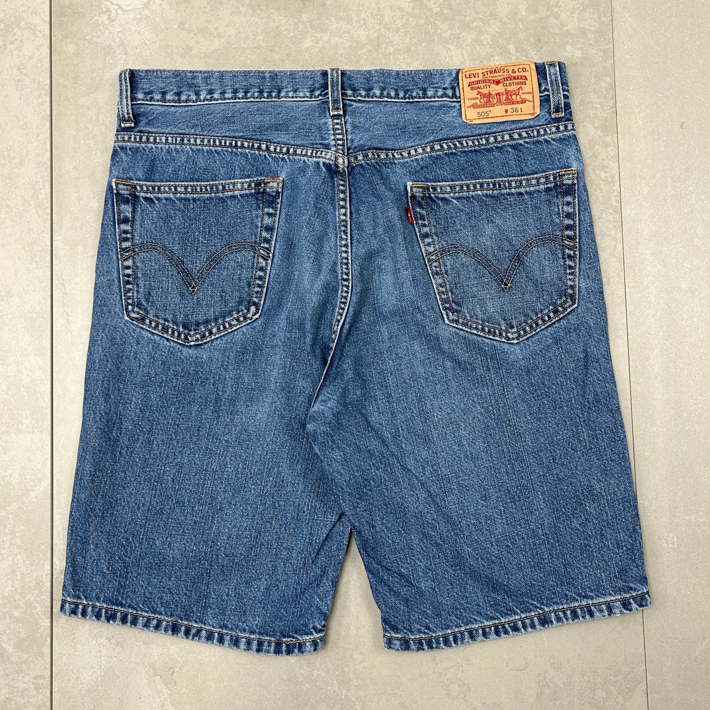 Vintage Levis 505 Blue Baggy Denim Shorts - 36