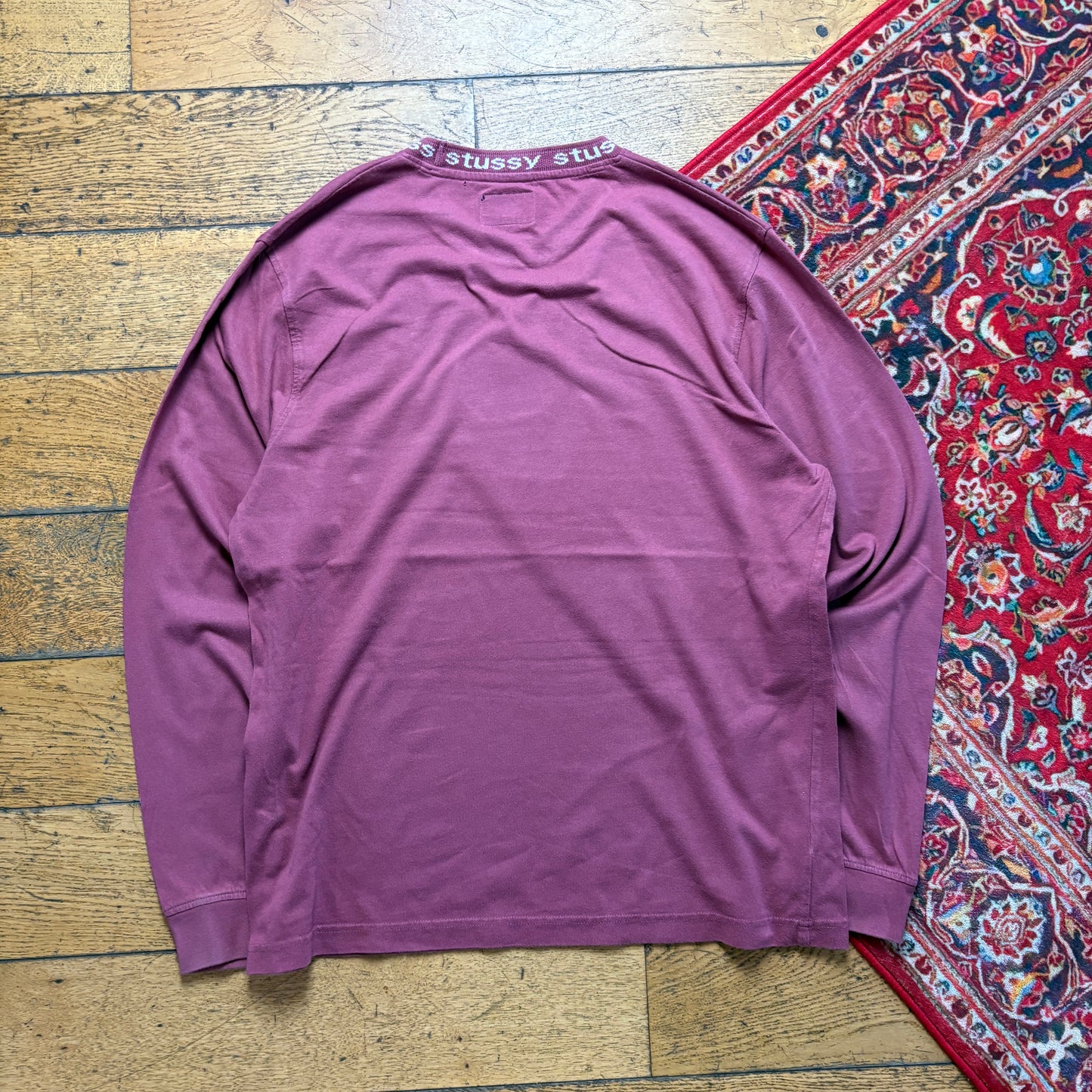 Vintage Stussy Burgundy Pink Long Sleeve T-Shirt - M